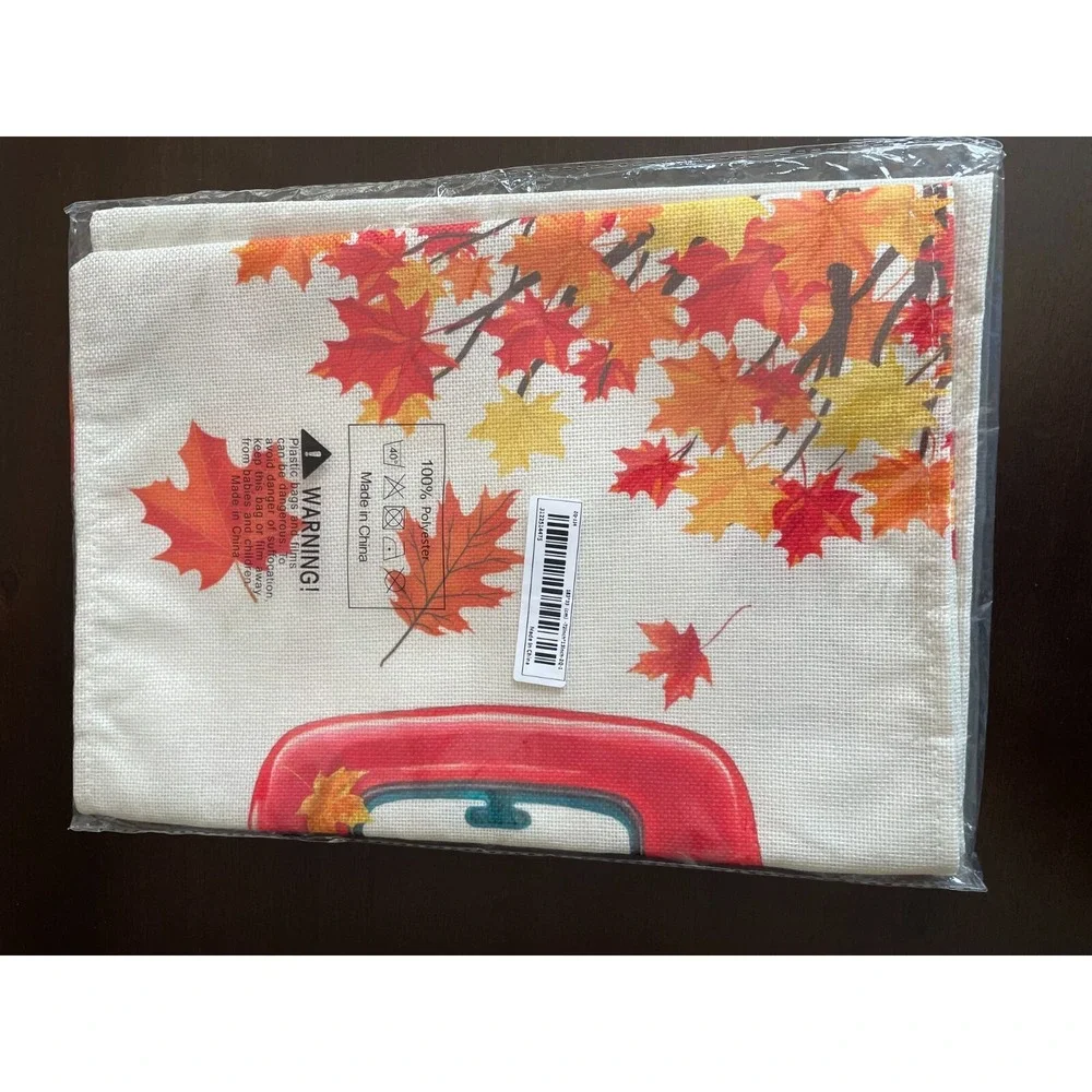 1pc Autumn Truck Full Of Pumpkins Fall Table Runner 72 Inches Long Burlap